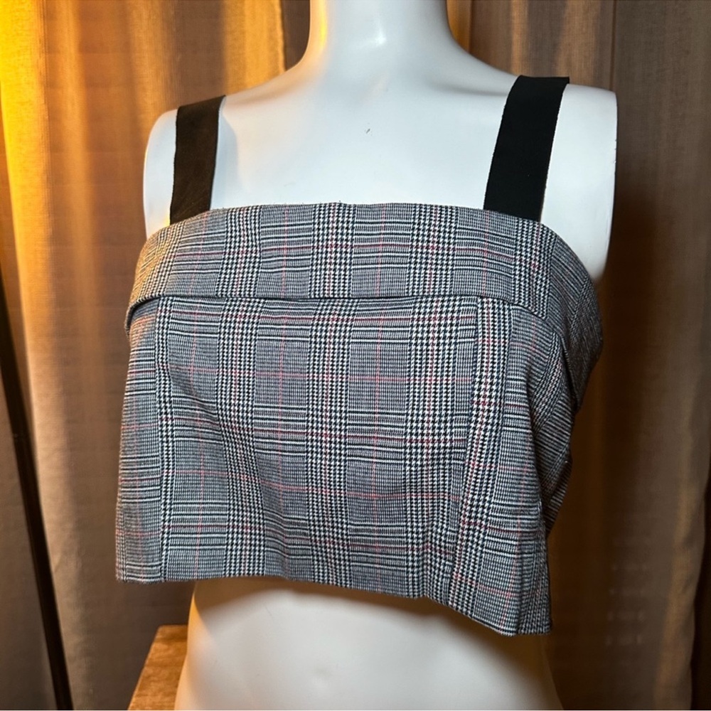 Plaid Women's Top with Black Straps